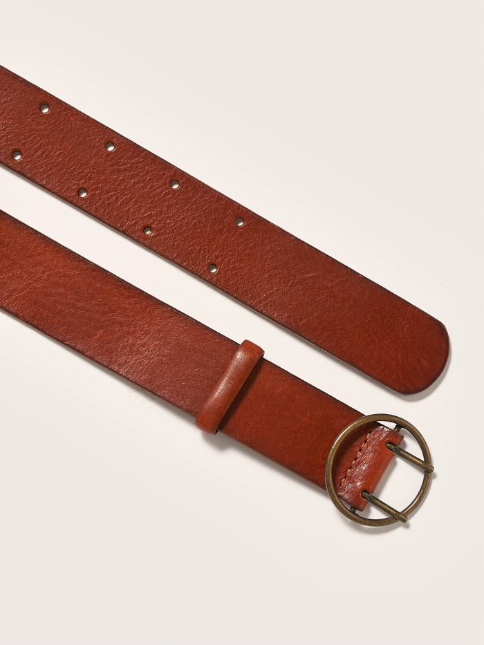 Bellerose Ceinture Classique En Cuir Lisse Cognac Pour Femmes