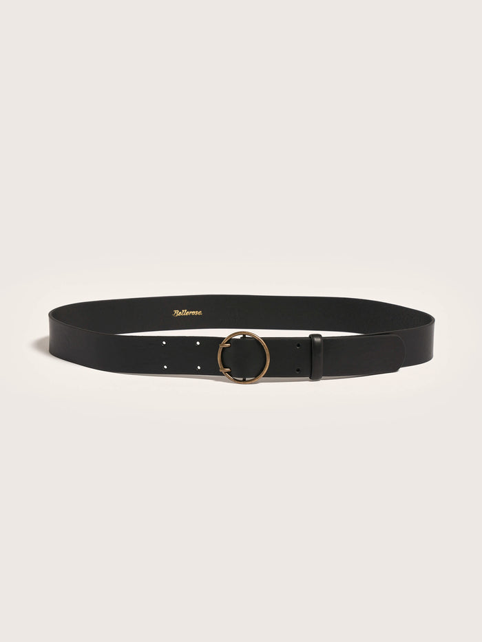 Bellerose Ceinture Classique En Cuir Lisse Noir Pour Femmes