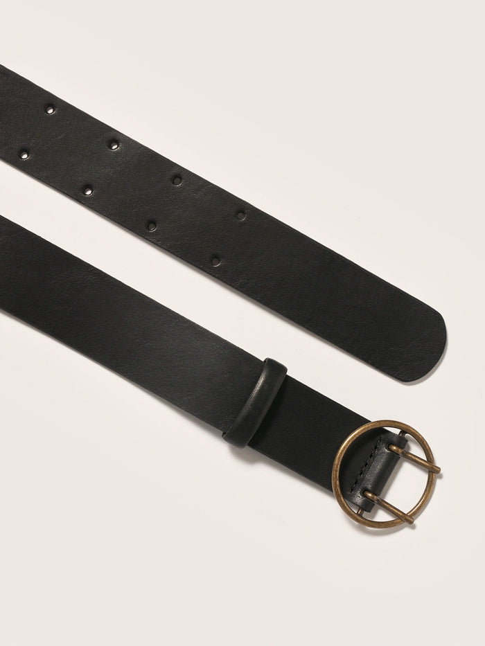 Bellerose Ceinture Classique En Cuir Lisse Noir Pour Femmes