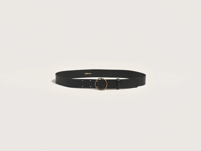 Bellerose Ceinture classique en cuir lisse noir pour femmes