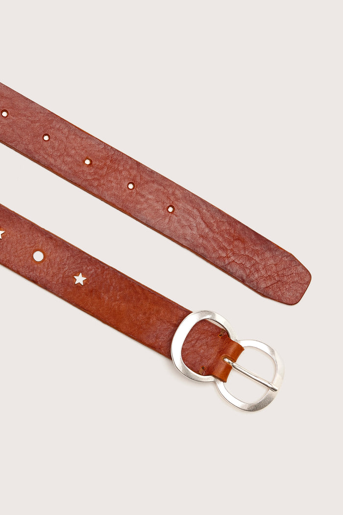 Bellerose Ceinture Cloutée En Cuir Marron Pour Femmes