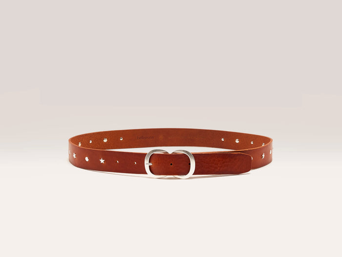 Bellerose Ceinture cloutée en cuir marron pour femmes