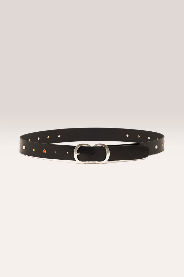 Bellerose Ceinture Cloutée En Cuir Noir Pour Femmes