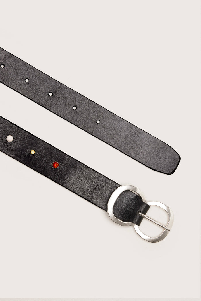 Bellerose Ceinture Cloutée En Cuir Noir Pour Femmes