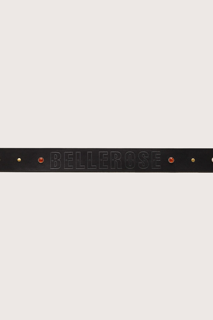 Bellerose Ceinture Cloutée En Cuir Noir Pour Femmes