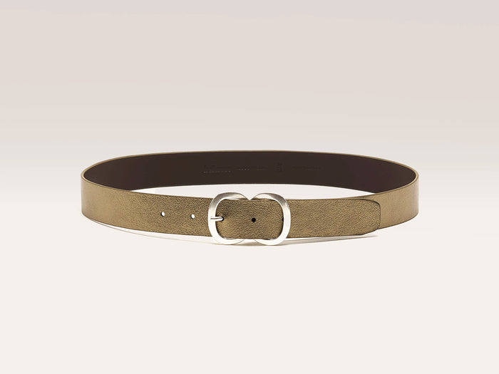 Bellerose Ceinture en cuir marron brillant pour femmes