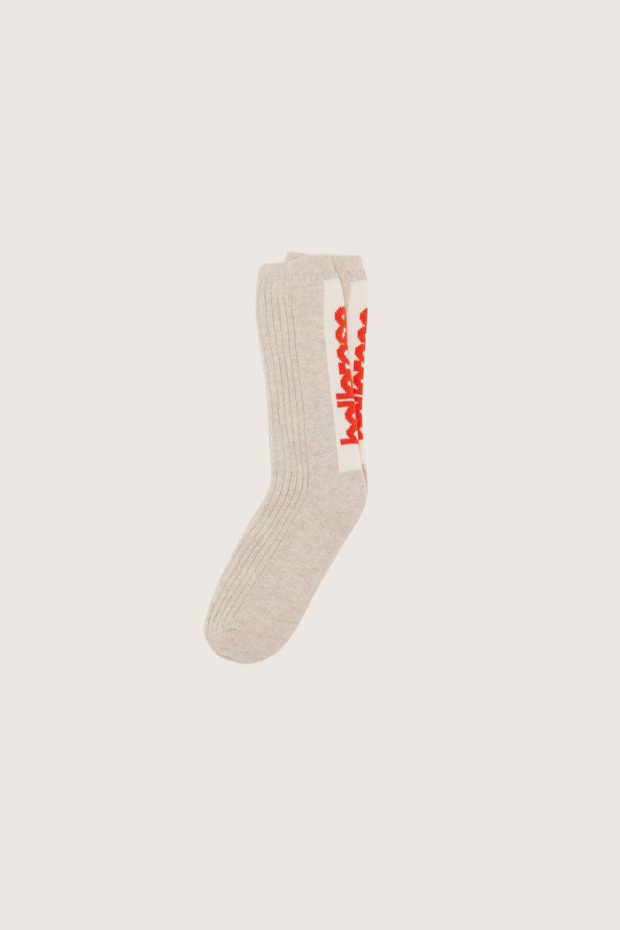 Bellerose Chaussettes Crew Avec Logo Beige Pour Femmes