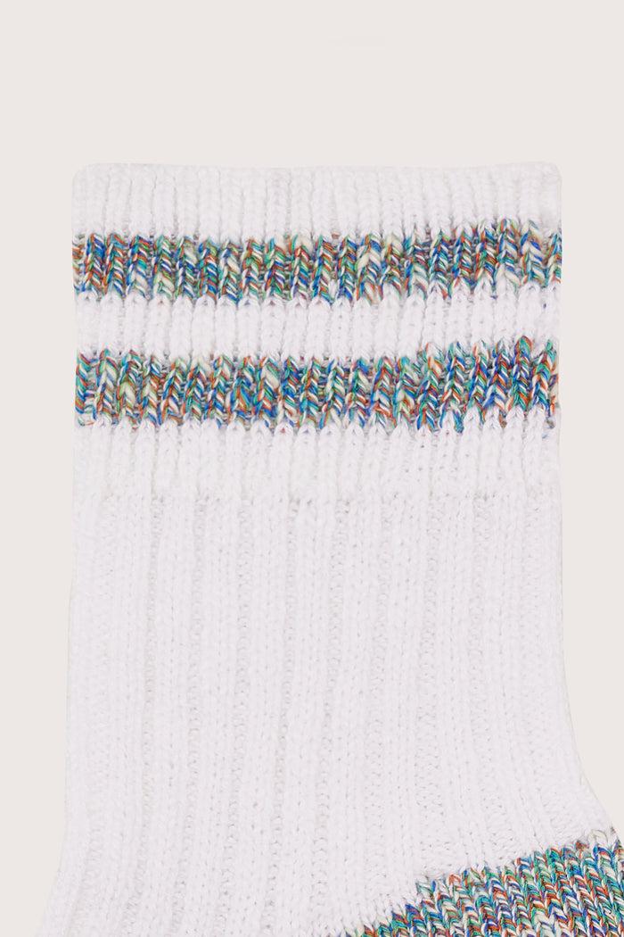 Bellerose Chaussettes Crew Rayées Blanches Pour Femmes