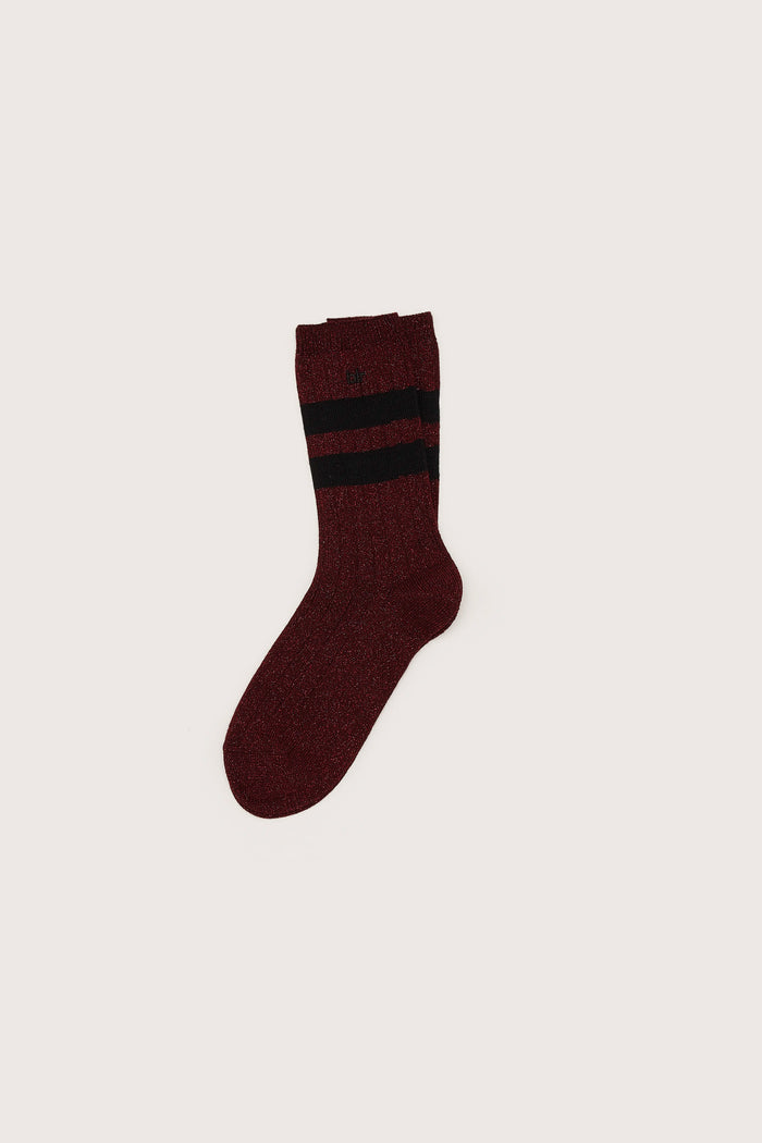 Bellerose Chaussettes Crew Rayées Bordeaux Pour Femmes