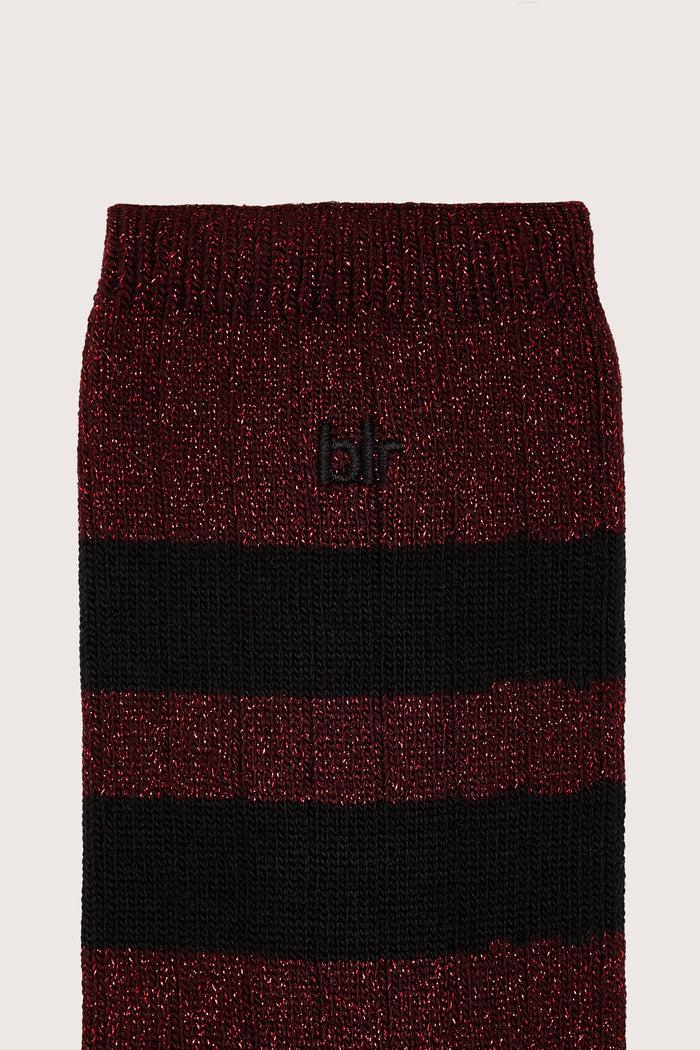 Bellerose Chaussettes Crew Rayées Bordeaux Pour Femmes