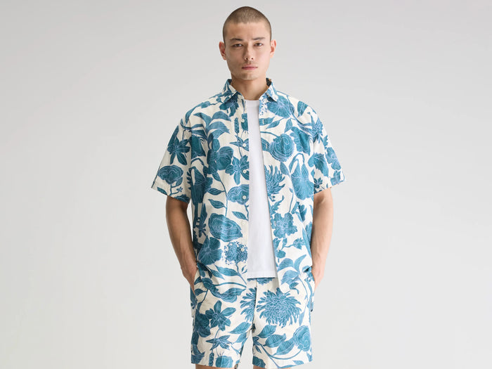 Bellerose Chemise bleu canard à manches courtes pour homme