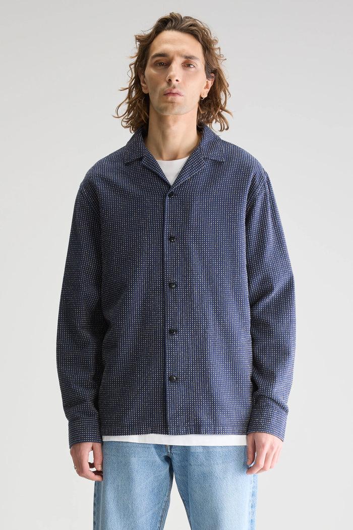Bellerose Chemise Bleue à Pois Manches Longues Pour Homme