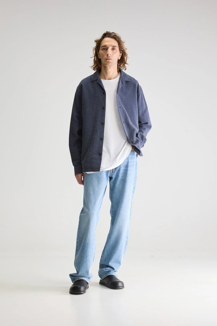Bellerose Chemise Bleue à Pois Manches Longues Pour Homme