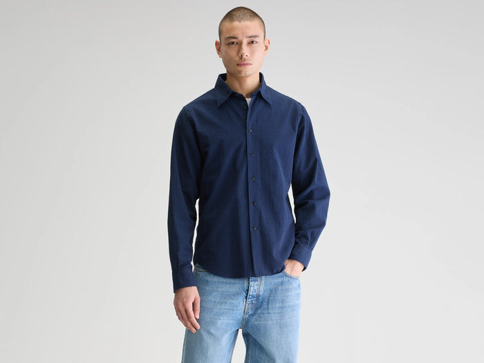 Bellerose Chemise bleue rayée à manches longues pour homme