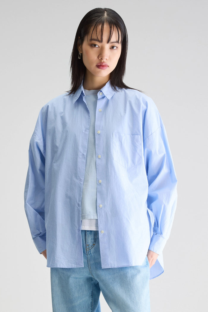 Bellerose Chemise Brodée Oversize Bleue Pour Femmes