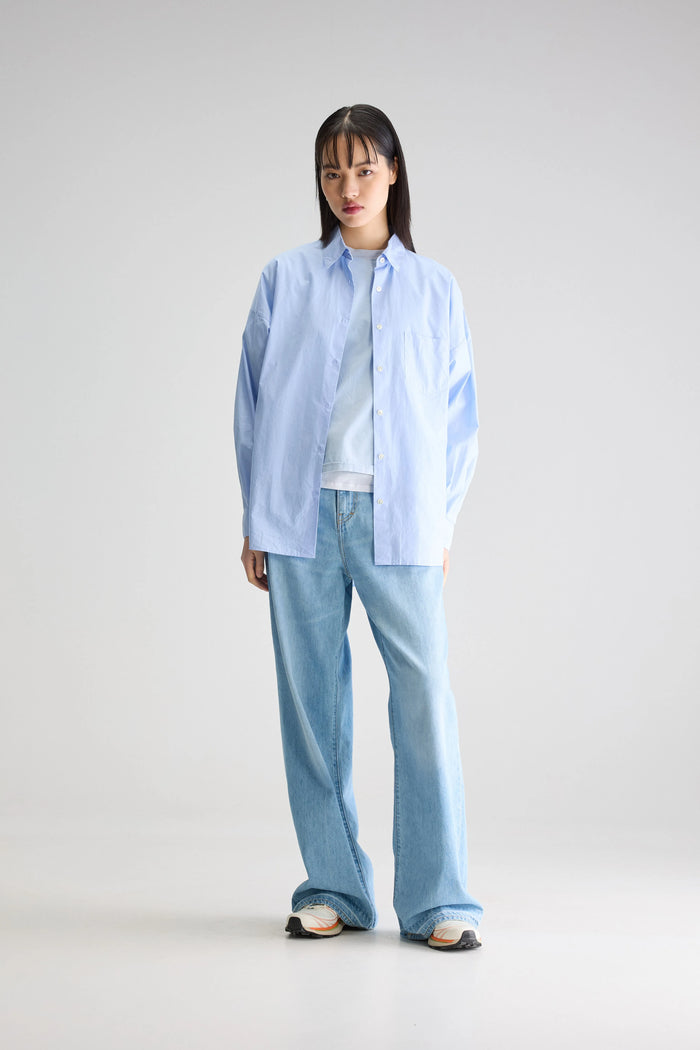 Bellerose Chemise Brodée Oversize Bleue Pour Femmes