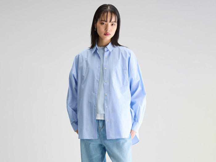 Bellerose Chemise Brodée Oversize Bleue Pour Femmes
