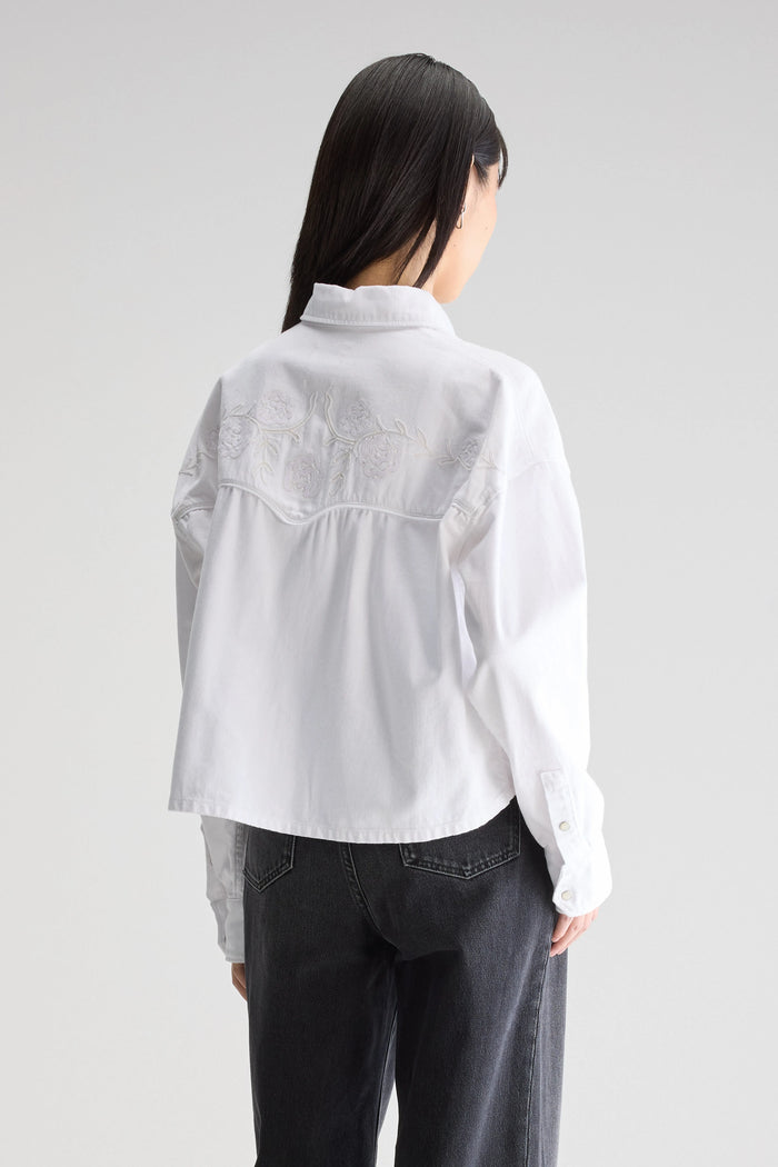 Bellerose Chemise Cropped En Denim Noir Pour Femmes