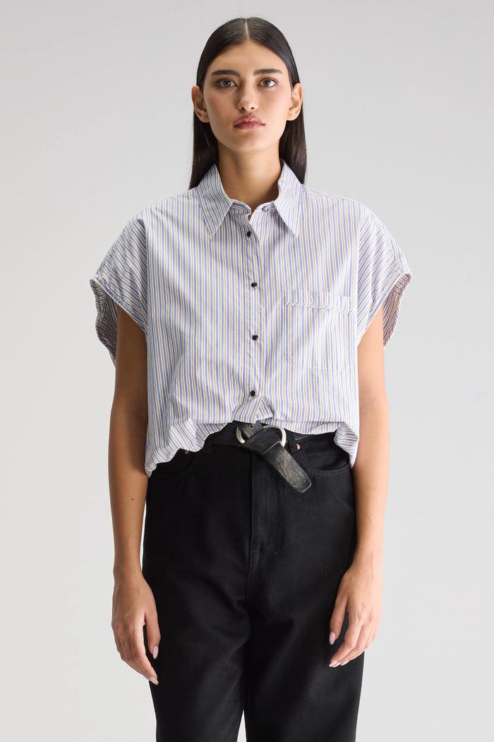 Bellerose Chemise Croppée Rayée Oversize Pour Femmes
