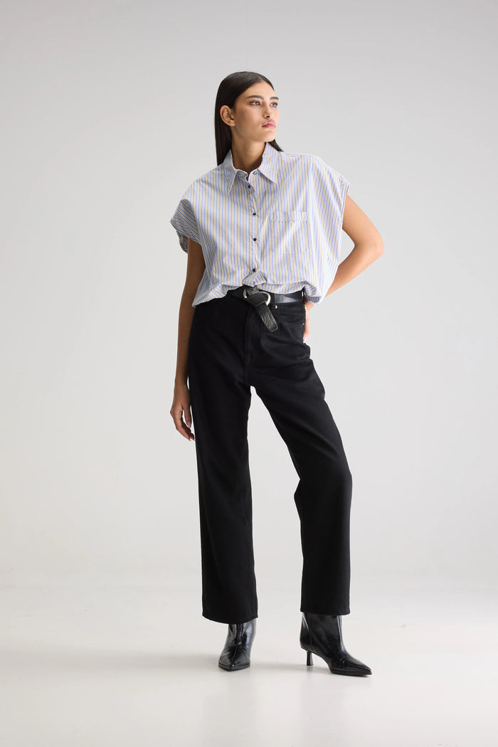 Bellerose Chemise Croppée Rayée Oversize Pour Femmes
