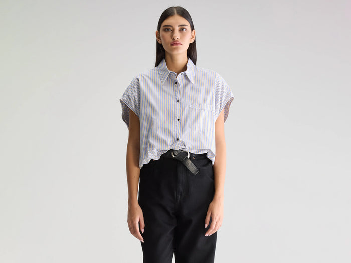 Bellerose Chemise Croppée Rayée Oversize Pour Femmes