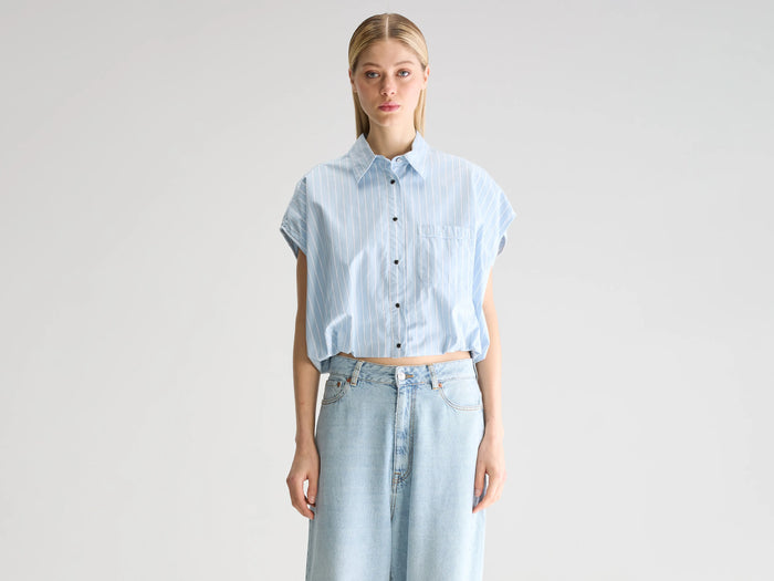 Bellerose Chemise Croppée Rayée Oversize Pour Femmes