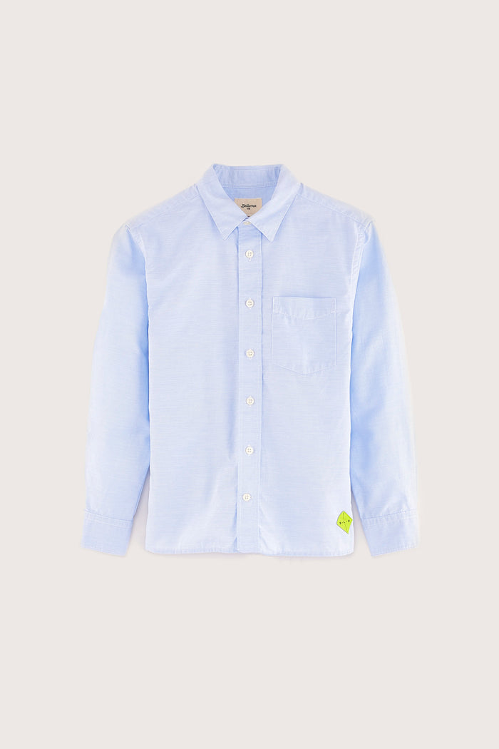 Bellerose Chemise Oversize Blanche Rayée Pour Garçons