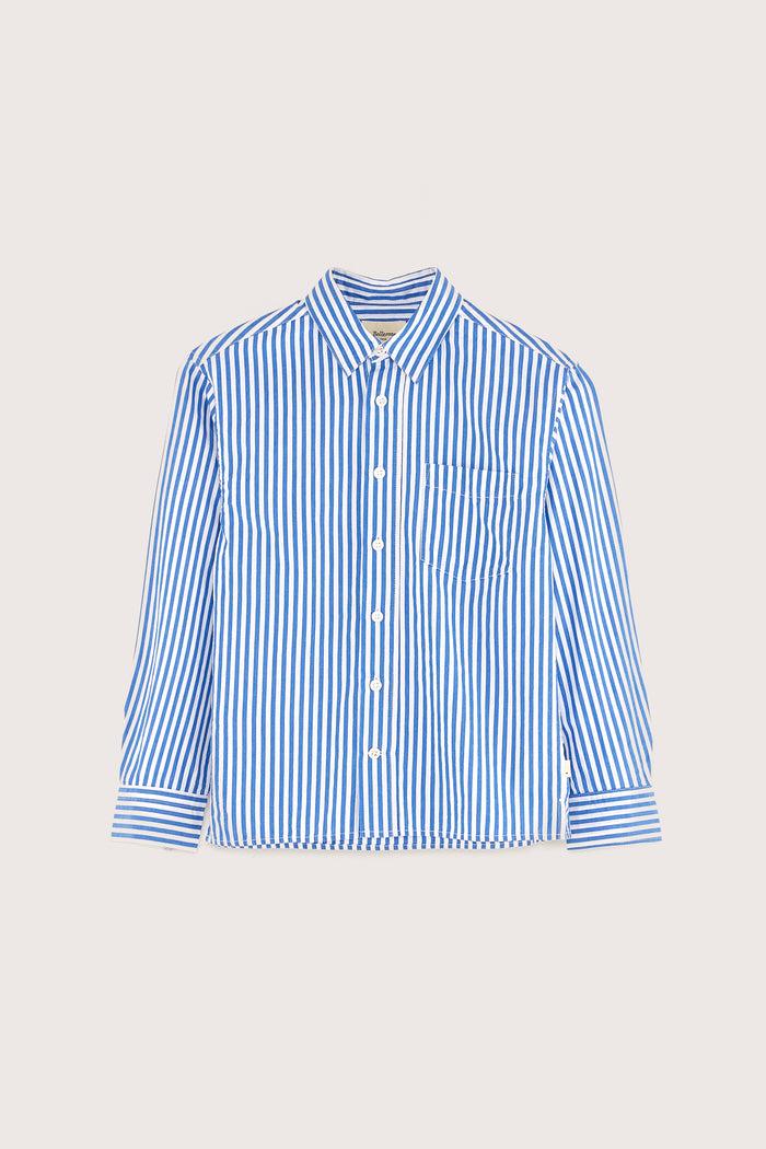 Bellerose Chemise Oversize Bleue Rayée Pour Garçons