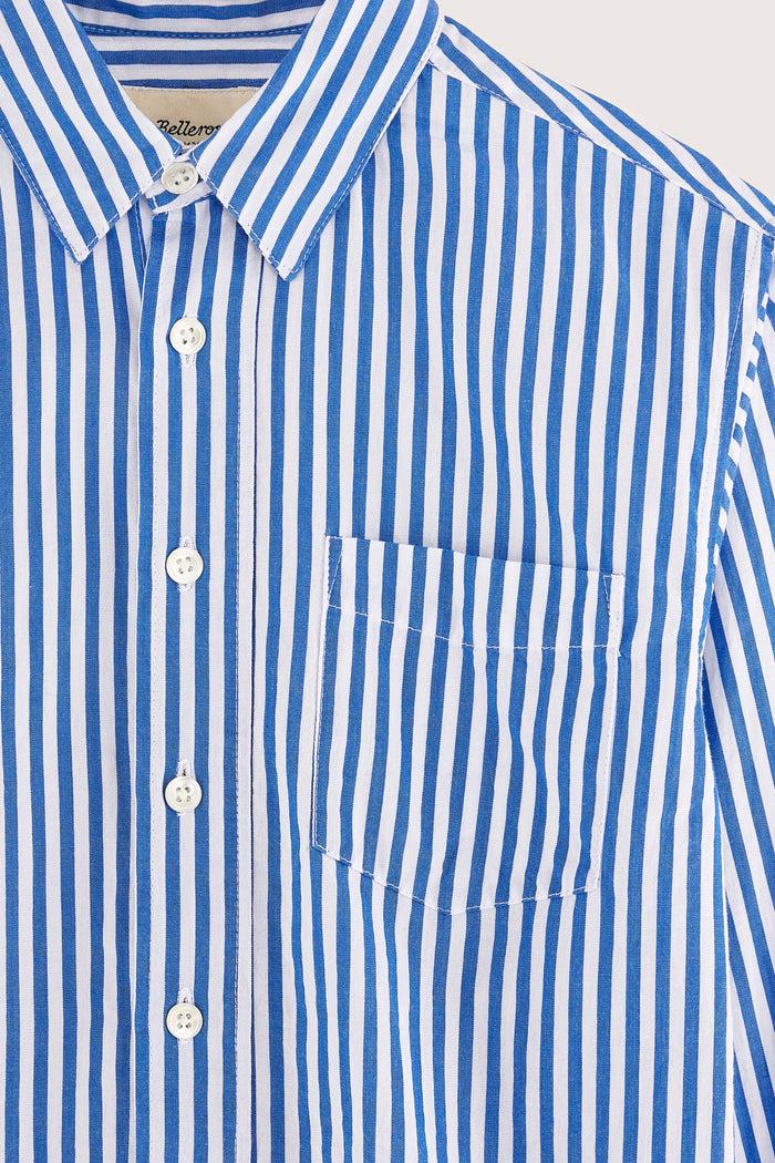 Bellerose Chemise Oversize Bleue Rayée Pour Garçons