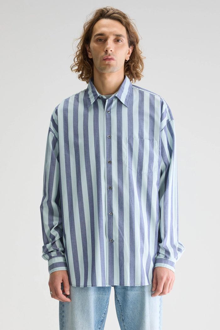 Bellerose Chemise Oversize Rayée Bleu Foncé Pour Homme