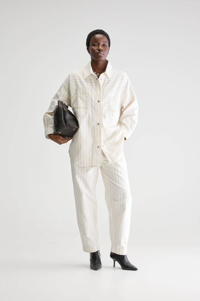 Bellerose Chemise Oversize Style Worker Rayée Pour Femmes