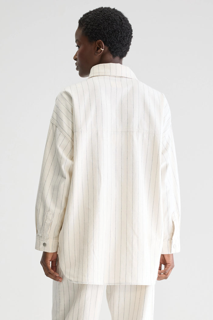 Bellerose Chemise Oversize Style Worker Rayée Pour Femmes