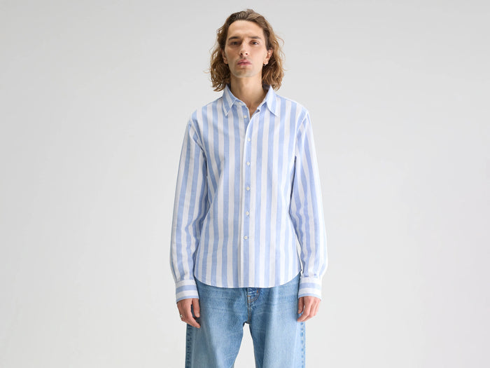Bellerose Chemise rayée bleue à manches longues pour homme
