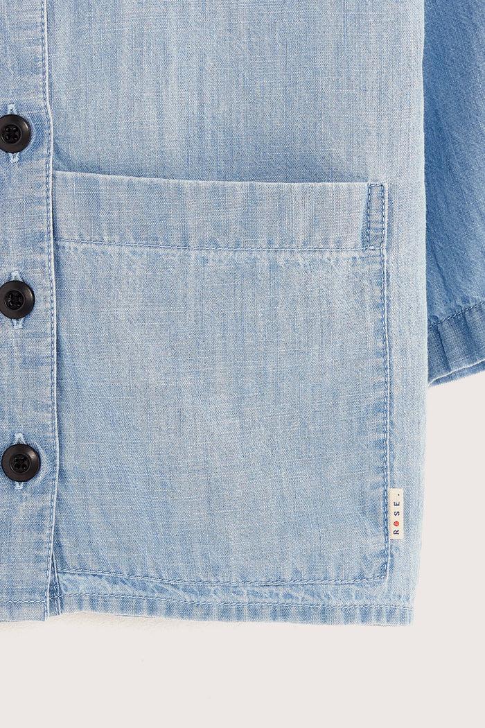 Bellerose Chemisier Court Bleu Manches Courtes Pour Filles