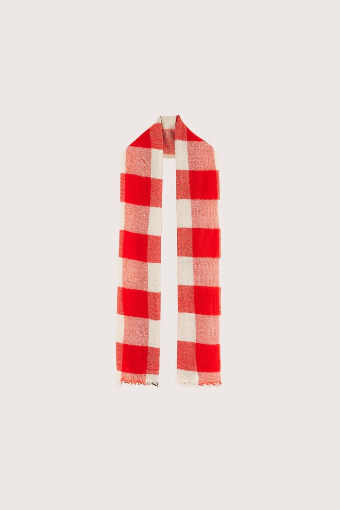 Bellerose Écharpe à Carreaux écru Et Rouge Pour Femmes