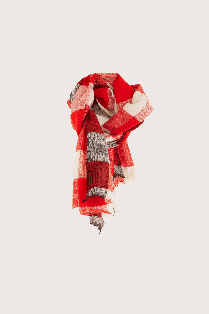 Bellerose Écharpe à Carreaux écru Et Rouge Pour Femmes