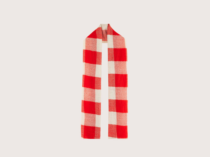 Bellerose Écharpe à carreaux écru et rouge pour femmes