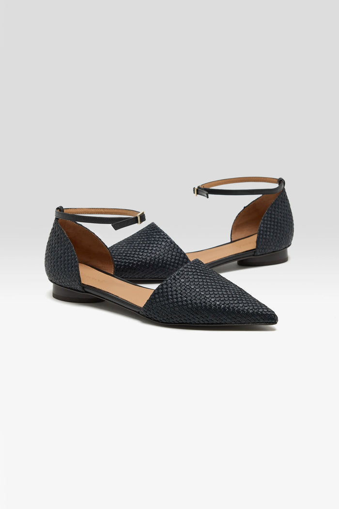 Flattered Flattered Frankie Small Weave Black Sandals