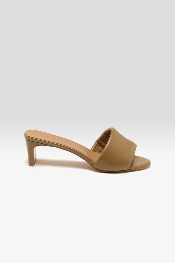 Flattered Flattered Tallulah Leather Olive Heel Sandals
