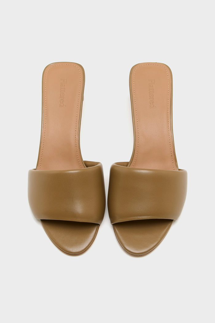 Flattered Flattered Tallulah Leather Olive Heel Sandals