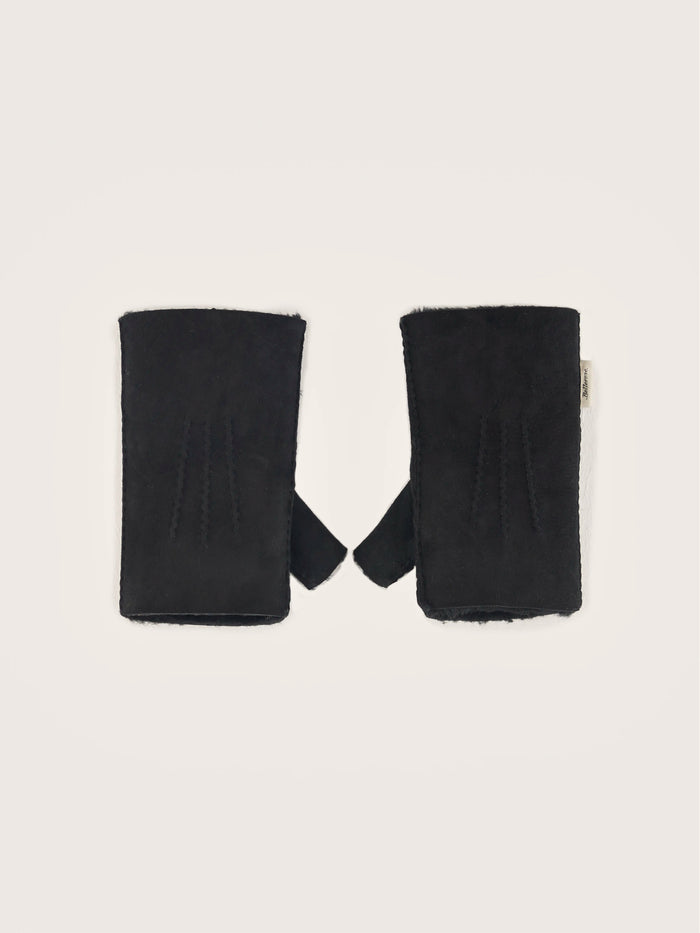Bellerose Gants En Cuir De Shearling Noir Pour Femmes