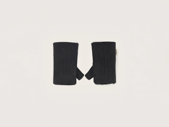 Bellerose Gants en cuir de shearling noir pour femmes