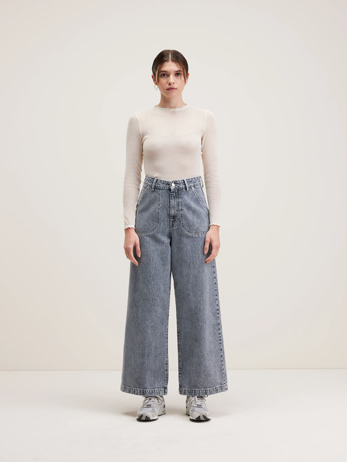 Bellerose Jean à Taille Haute En Denim De Coton Blanc Pour Femmes