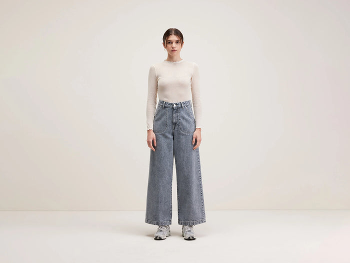 Bellerose Jean à taille haute en denim de coton blanc pour femmes