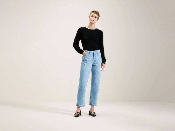Bellerose Jean à taille mi-haute en denim bleu clair délavé pour femmes