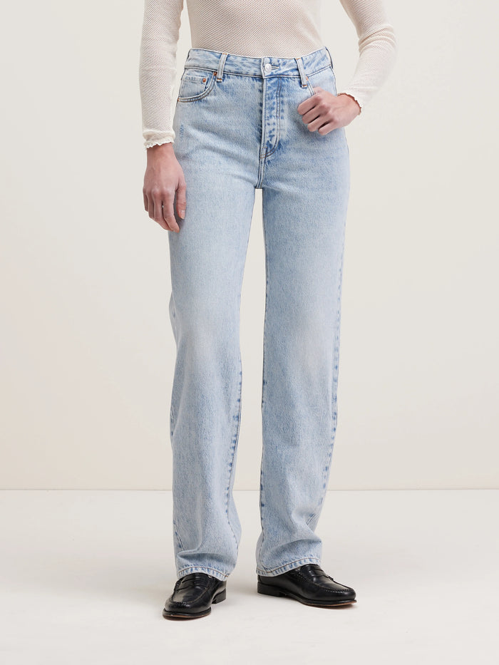 Bellerose Jean Droit En Denim Bleu Clair Délavé Pour Femmes
