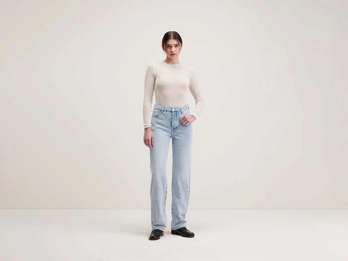 Bellerose Jean droit en denim bleu clair délavé pour femmes