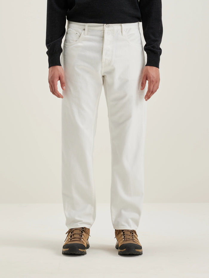 Bellerose Jean Straight Cut En Denim Blanc Pour Hommes