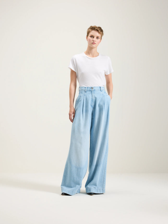 Bellerose Jean Super Large En Denim Bleu Clair Délavé Pour Femmes