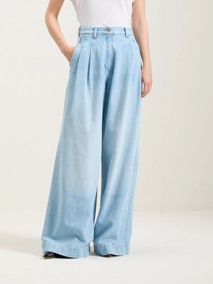 Bellerose Jean Super Large En Denim Bleu Clair Délavé Pour Femmes